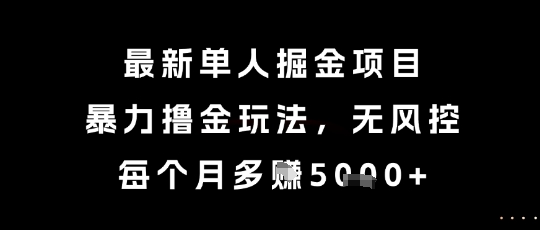 最新单人掘金项目，暴力撸金玩法，无风控，每个月多挣5k+【揭秘】 - 网赚资源网-网赚资源网