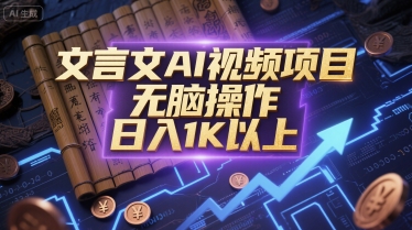 文言文AI视频项目，无脑操作，日入1K以上 - 网赚资源网-网赚资源网