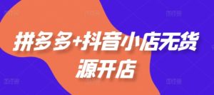 拼多多+抖音小店无货源开店，包括：选品、运营、基础、付费推广、爆款案例等(更新25年6月)-网赚资源网