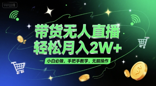 带货无人直播，轻松月入2W+，小白必做，手把手教学，无脑操作(附学习资料) - 网赚资源网-网赚资源网