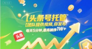 【头条号托管 】团队提供视频，你发布，每天5分钟，最高躺挣1W+【揭秘】-网赚资源网