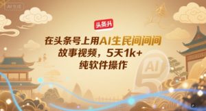在头条号上用AI生民间故事视频，5天1k+，纯软件操作-网赚资源网