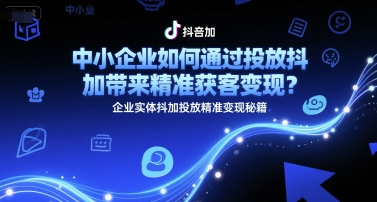 中小企业如何通过投放抖加带来精准获客变现？企业实体抖加投放精准变现秘籍 - 网赚资源网-网赚资源网