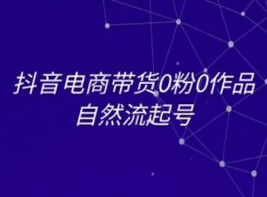 抖音电商带货0粉0作品自然流起号，抖音电商教程-网赚资源网
