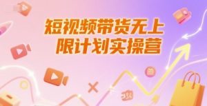 短视频带货无上限计划实操营,新人短视频带货工具流养号破播文案运营篇课程-网赚资源网