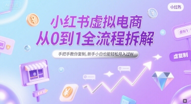小红书虚拟电商从0到1全流程拆解，手把手教你复制，新手小白也能轻松月入过W - 网赚资源网-网赚资源网