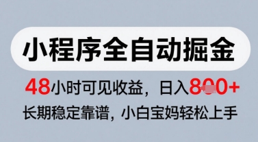 微信小程序全自动掘金，快速见收益，长期稳定靠谱，零基础友好，日入8张【揭秘】 - 网赚资源网-网赚资源网