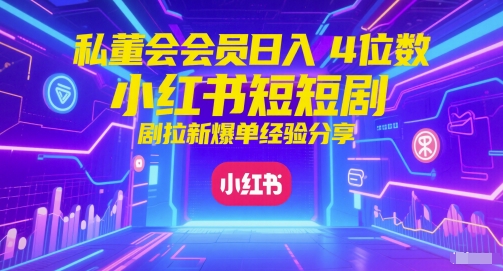 私董会会员日入4位数小红书红果短剧拉新爆单经验分享 - 网赚资源网-网赚资源网