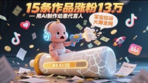 用AI制作幼崽代言人，宝宝的控诉火爆全网，15条作品涨粉13W，单号月入5位数实操教程-网赚资源网