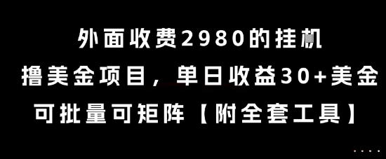 外面收费2980的挂G撸美金项目，单日收益30+美金，可批量可矩阵【揭秘】-网赚资源网