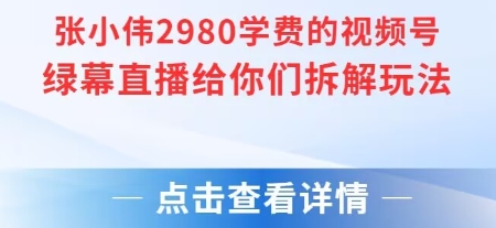 张小伟2980付费额视频号绿幕直播给你们拆解玩法 - 网赚资源网-网赚资源网