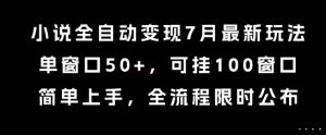 小说全自动变现7月玩法，单窗口50+，可挂100窗口，简单上手，全流程限时公布【揭秘】 - 网赚资源网-网赚资源网