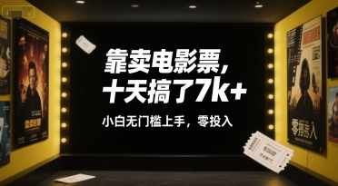 靠卖电影票，十天搞了7k+，小白无门槛上手，零投入【揭秘】-网赚资源网