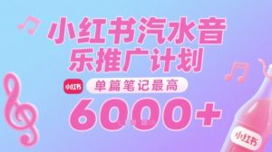 汽水音乐推广计划，无门槛，0粉丝可做，通过小红书发布笔记，单篇笔记最高收益6k+ - 网赚资源网-网赚资源网