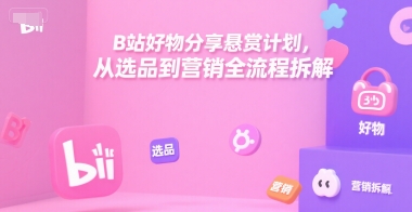 B站好物分享悬赏计划，从选品到营销全流程拆解 - 网赚资源网-网赚资源网