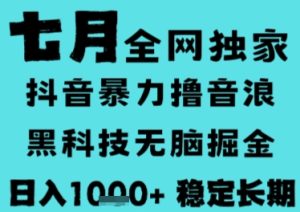 7月最新风口抖音无人直播撸音浪，长期稳定，非短期，全自动运行，低门槛无脑，日入1k+【揭秘】 - 网赚资源网-网赚资源网