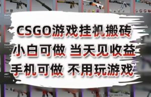 CSGO游戏挂G搬砖，小白纯手机即可操作，不用电脑打游戏，日入3张+，副业网创项目【揭秘】 - 网赚资源网-网赚资源网