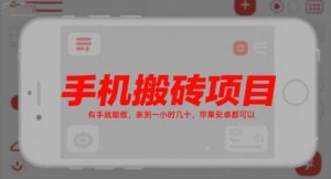 手机搬砖项目,有手就能做,亲测一小时几十,苹果安卓都可以-网赚资源网