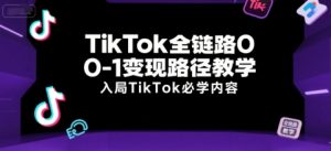 TikTok全链路0-1变现路径教学，入局TikTok必学内容 - 网赚资源网-网赚资源网
