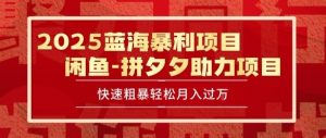 2025 最新闲鱼蓝海暴利项目 快速粗暴让你月入过1W不是梦，保姆级教程【揭秘】 - 网赚资源网-网赚资源网