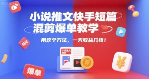 小说推文快手短篇混剪爆单教学,用这个方法,一天收益几张-网赚资源网