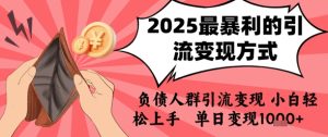 2025年最暴利的引流变现方式，负债人群引流变现，小白轻松上手，日入1k-网赚资源网