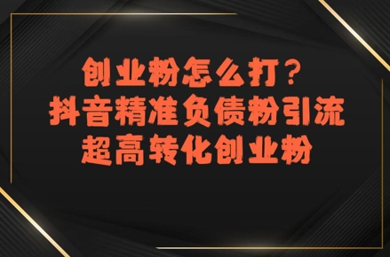 创业粉怎么打？抖音精准负债粉引流，超高转化创业粉 - 网赚资源网-网赚资源网