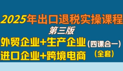 2025年出口退税实操课程，外贸企业+生产企业+进口企业+跨境电商 - 网赚资源网-网赚资源网