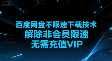 百度网盘不限速下载技术，解除非会员限速，无需充值VIP-网赚资源网