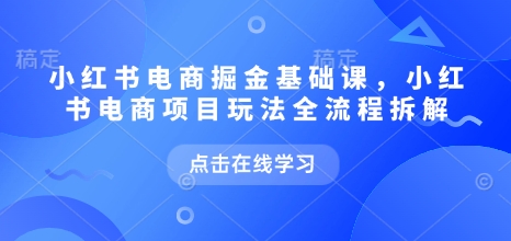 小红书电商掘金课，小红书电商项目玩法全流程拆解（更新7月）-网赚资源网