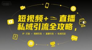 短视频+直播私域引流全攻略，IP打造 +视频引流 +直播引流 +私域沉淀 - 网赚资源网-网赚资源网