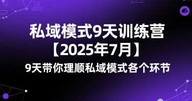 私域模式9天训练营【2025年7月】​9天带你理顺私域模式各个环节 - 网赚资源网-网赚资源网