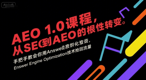 AEO 1.0 课程，从SEO到AE0的基命性转变，手把手教会你用AnswerEngineOptimization技术抢回流量-网赚资源网