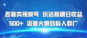 名著类视频号 玩法新颖日收益500+ 流量火爆目标人群广-网赚资源网