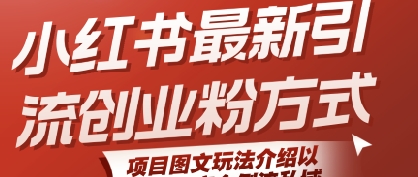 小红书最新引流创业粉方式，项目图文玩法介绍以及如何安全倒流私域-网赚资源网