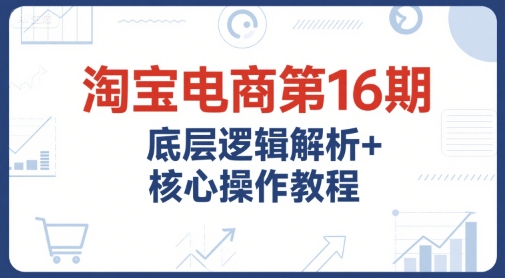 淘宝电商第16期，底层逻辑解析+核心操作教程，运营、推广提升能力的必学课程+配套资料 - 网赚资源网-网赚资源网