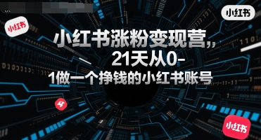 小红书涨粉变现营，21天从0-1做一个挣钱的小红书账号-网赚资源网