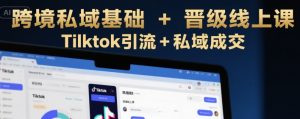 跨境私域基础+晋级线上课,Tilktok引流+私域成交-网赚资源网
