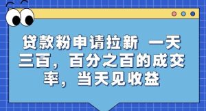 贷款粉申请拉新,一天三张,百分之百的成交率,当天见收益【揭秘】-网赚资源网