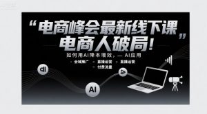 电商峰会最新线下课，电商人破局，如何用AI降本增效，AI应用-全域推广-直播运营-付费流量-网赚资源网