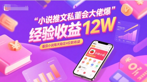 小说推文私董会大佬爆单经验分享收益12W，番茄小说每天稳定4位数收益-网赚资源网