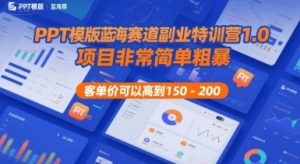 PPT模版蓝海赛道副业特训营1.0,项目非常简单粗暴,客单价可以高到150-200-网赚资源网