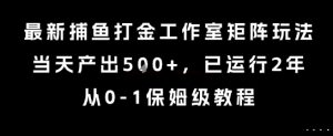 最新捕鱼打金工作室矩阵玩法，当天产出5张+，已运行2年，从0-1保姆级教程【揭秘】-网赚资源网