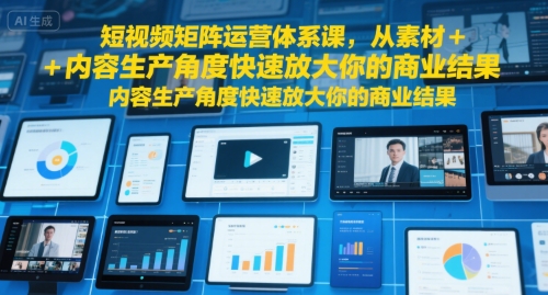 短视频矩阵运营体系课，从素材+内容生产角度快速放大你的商业结果-网赚资源网