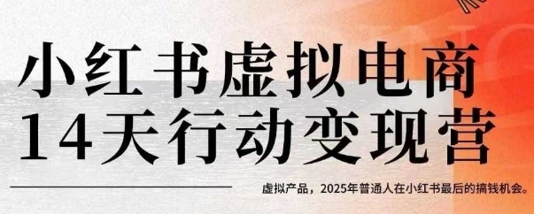 小红书虚拟电商14天变现训练营，虚拟产品，2025年普通人在小红书最后的搞钱机会-网赚资源网