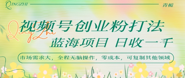 视频号创业粉打法，日入1k，蓝海项目，市场需求大，全程无脑操作，可复制-网赚资源网