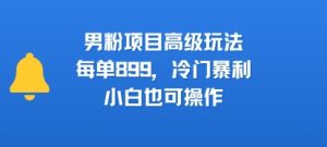 男粉项目高级玩法,每单899,冷门暴利,小白也可操作-网赚资源网