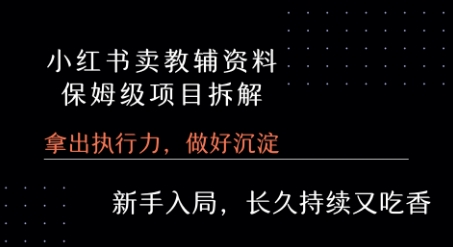 小红书卖小学教辅资料  保姆级项目拆解  1次课程彻底讲清楚!-网赚资源网