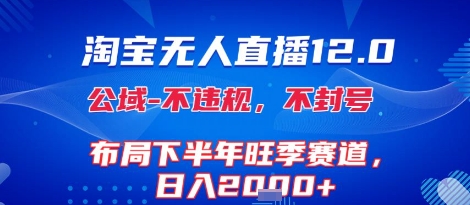 淘宝无人直播12.0，不封号，不违规，布局下半年旺季赛道，日入1k+(独家技术)【揭秘】-网赚资源网