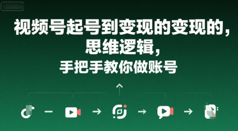 视频号起号到变现的思维逻辑，手把手教你做账号-网赚资源网